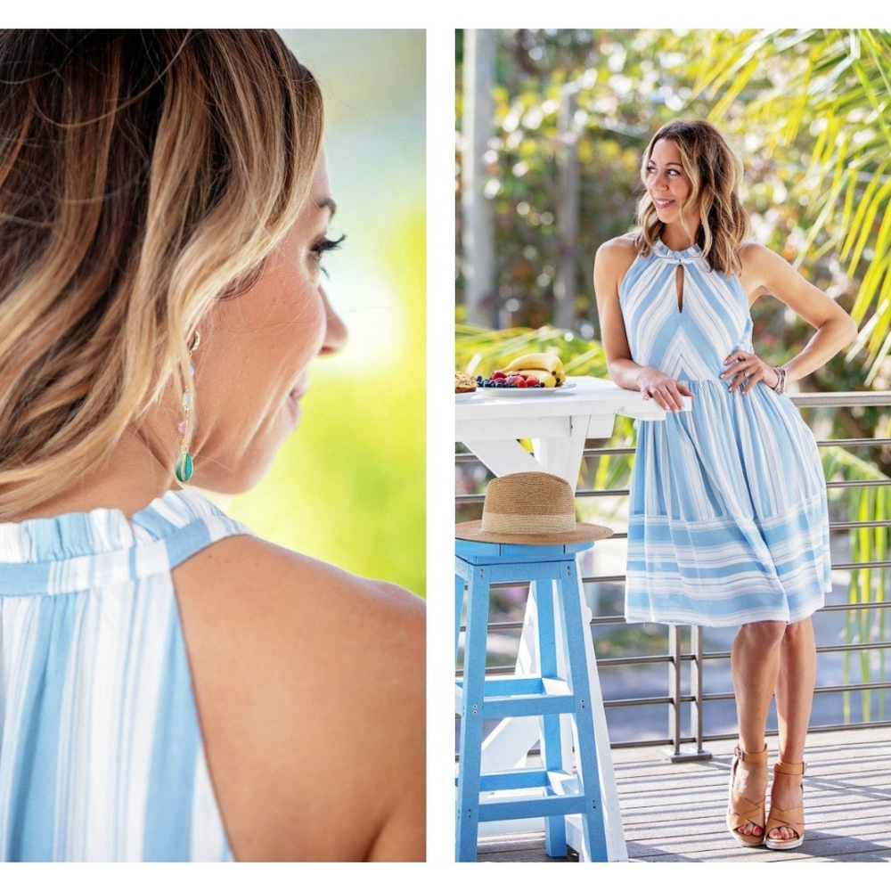 Keyhole Racerback Striped Dress